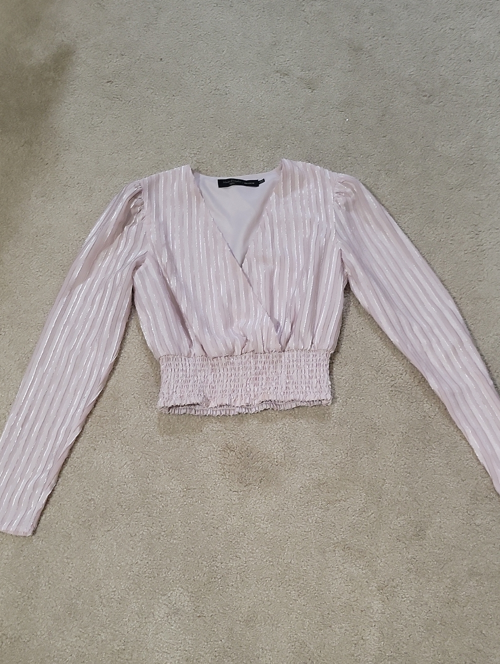 House of Harlow 1960 Blush Pink Metallic Stripe Wrap Top - Picture 5 of 8